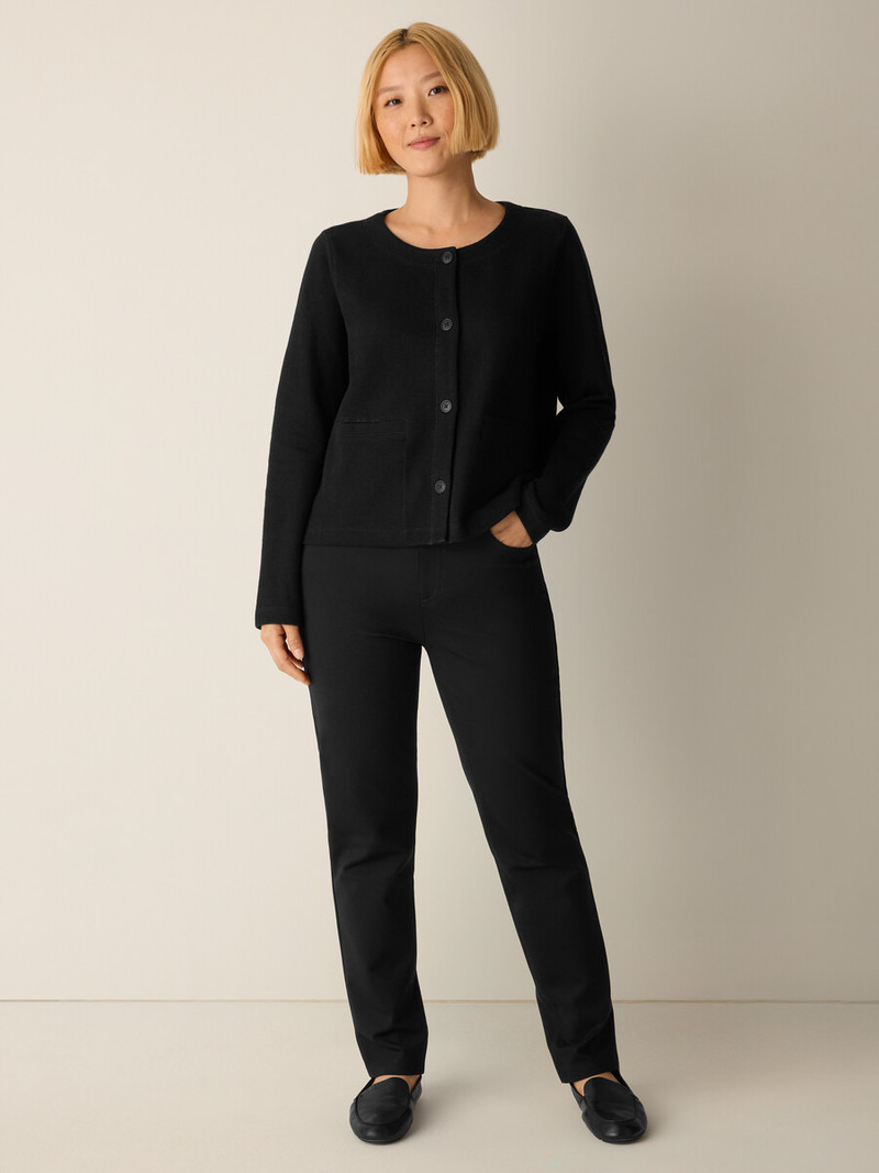 Doubleknit Organic Cotton Stripe Round Neck Jacket 7