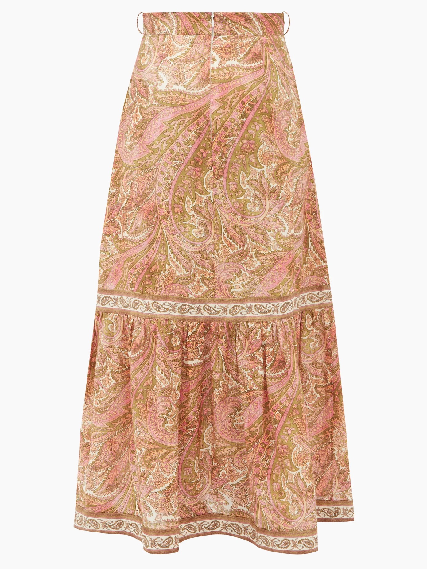 Brighton high-rise paisley-print linen midi skirt - 4