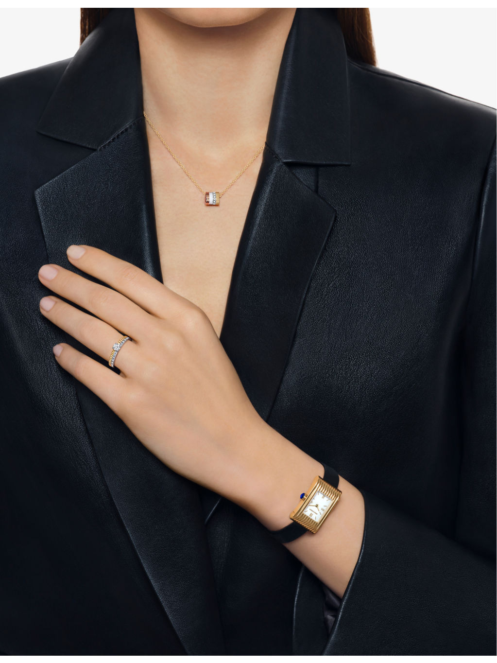 Quatre White Edition 18ct yellow, white and rose-gold, ceramic and 0.17ct diamond pendant necklace - 2