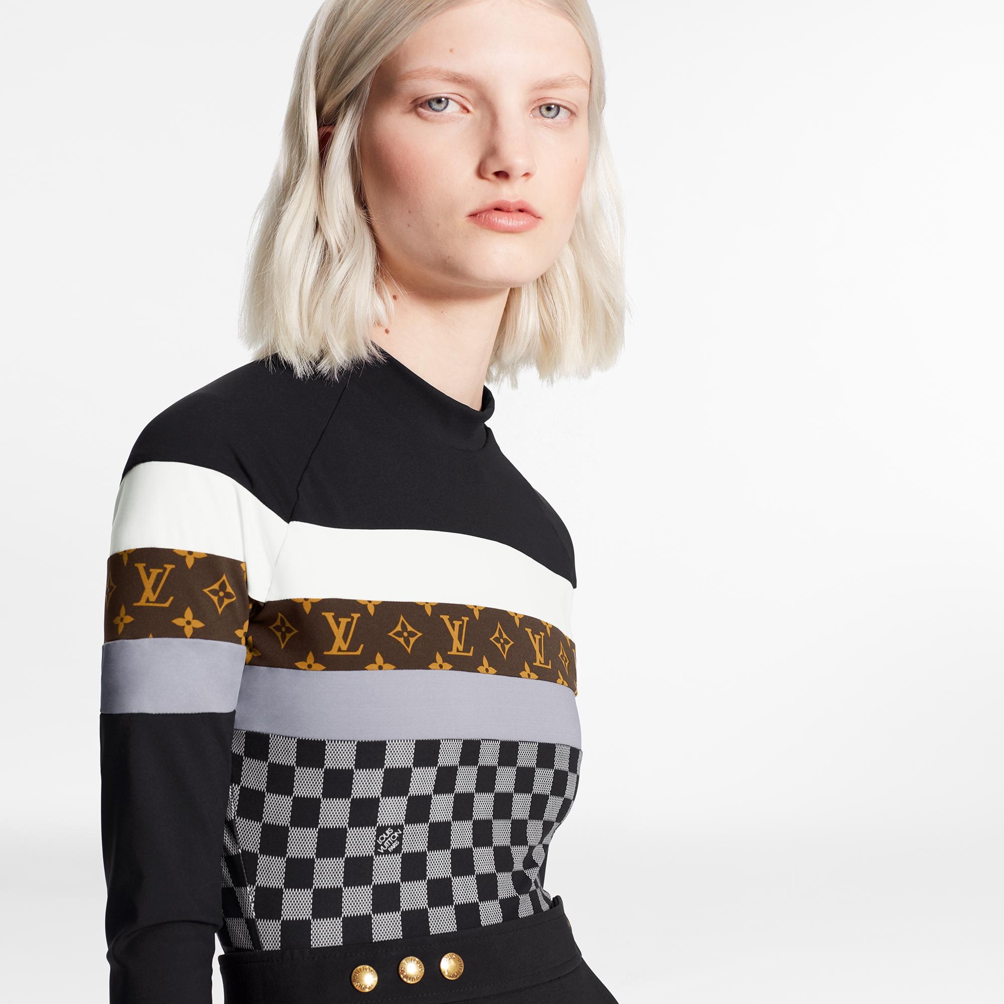 Sporty Damier Bodysuit In Technical Jersey - 3