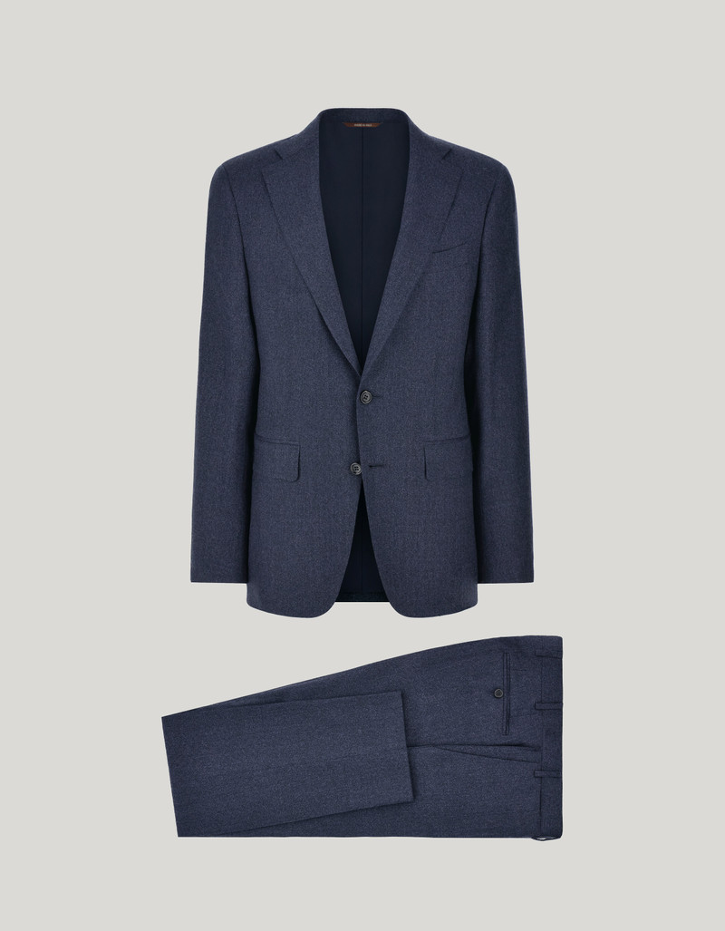 LIGHT BLUE DENIM-EFFECT WOOL REGULAR-FIT SUIT 128