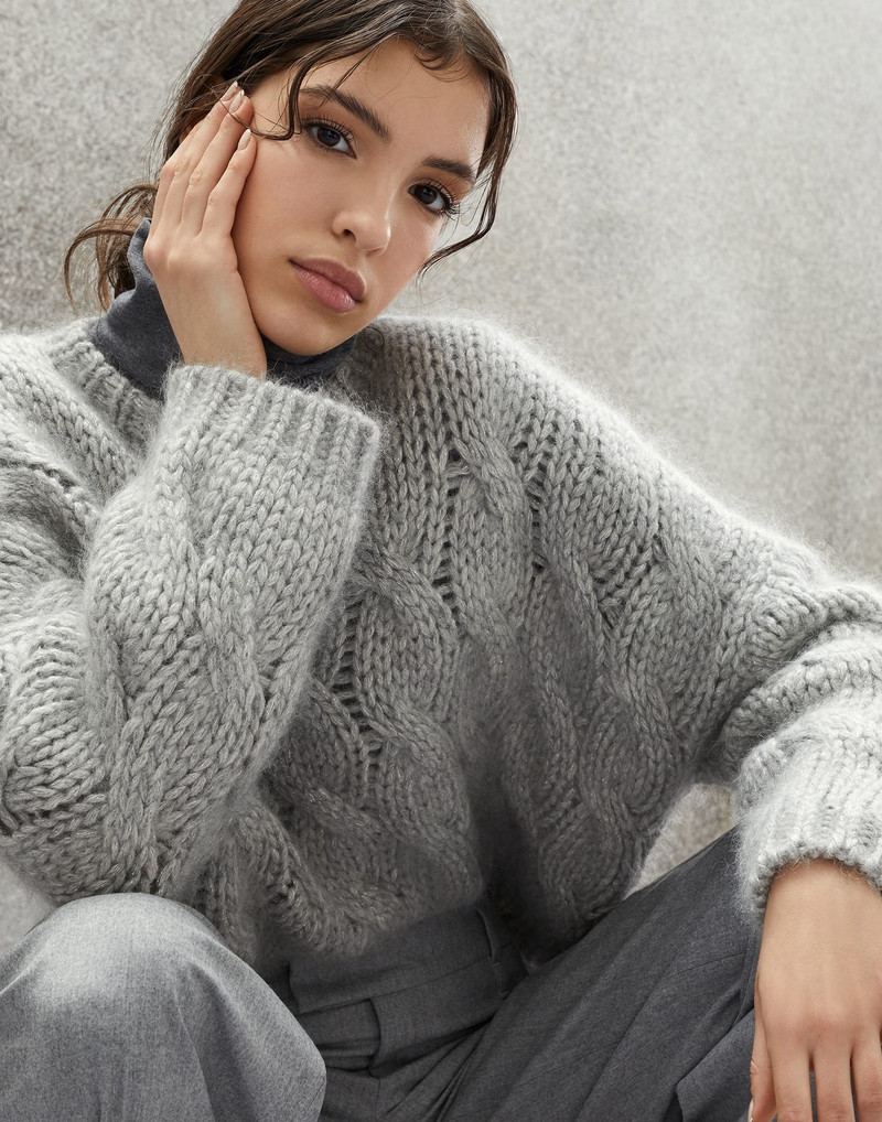 Sparkling mohair and wool cable knit sweater 3