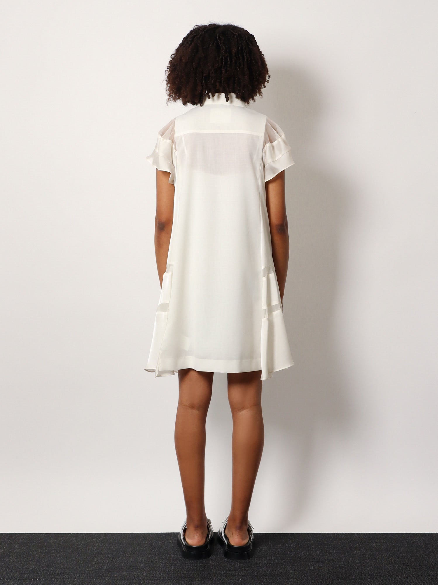 Chemisier dress with voile and satin inserts - 3