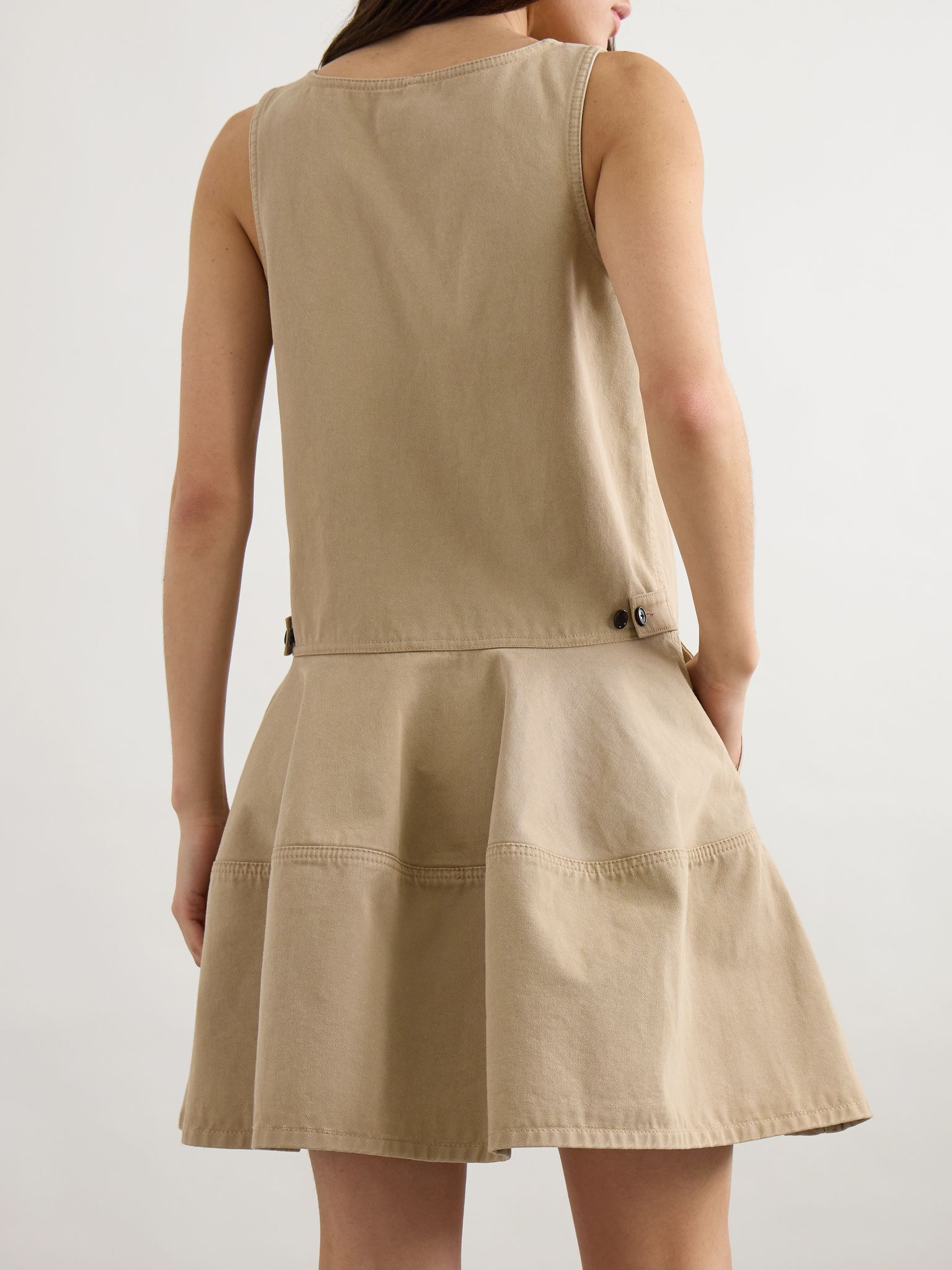 Tiered denim mini dress Beige - 3