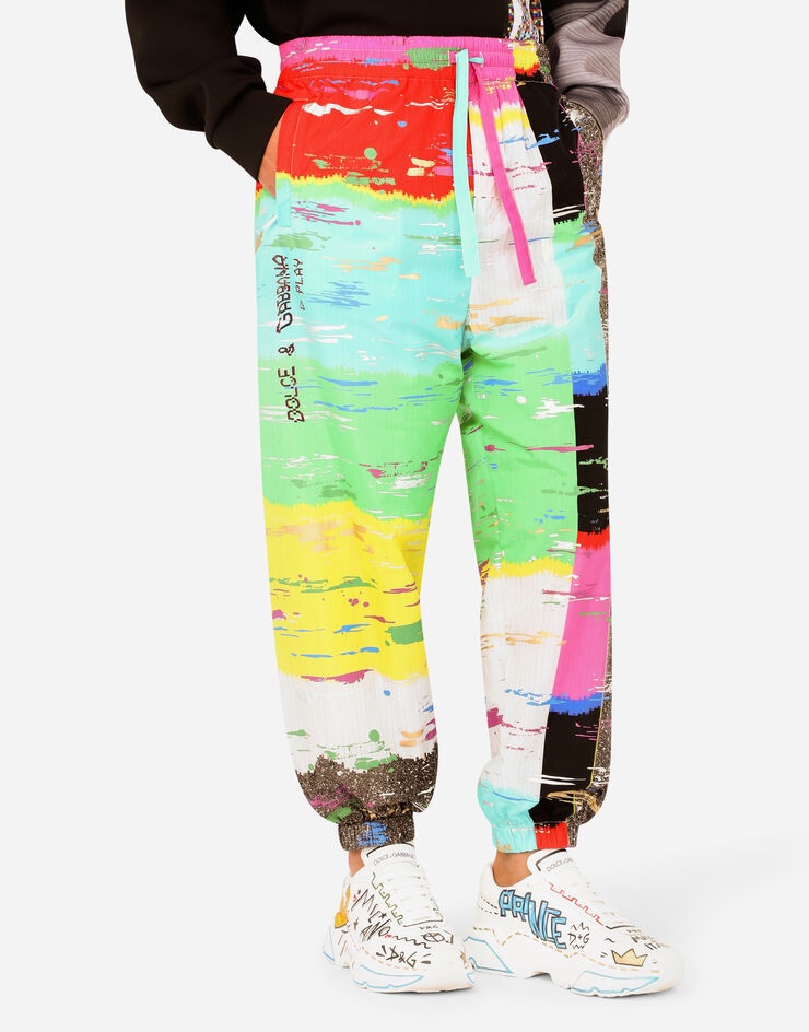 Nylon jogging pants with multi-colored glitch print - 4