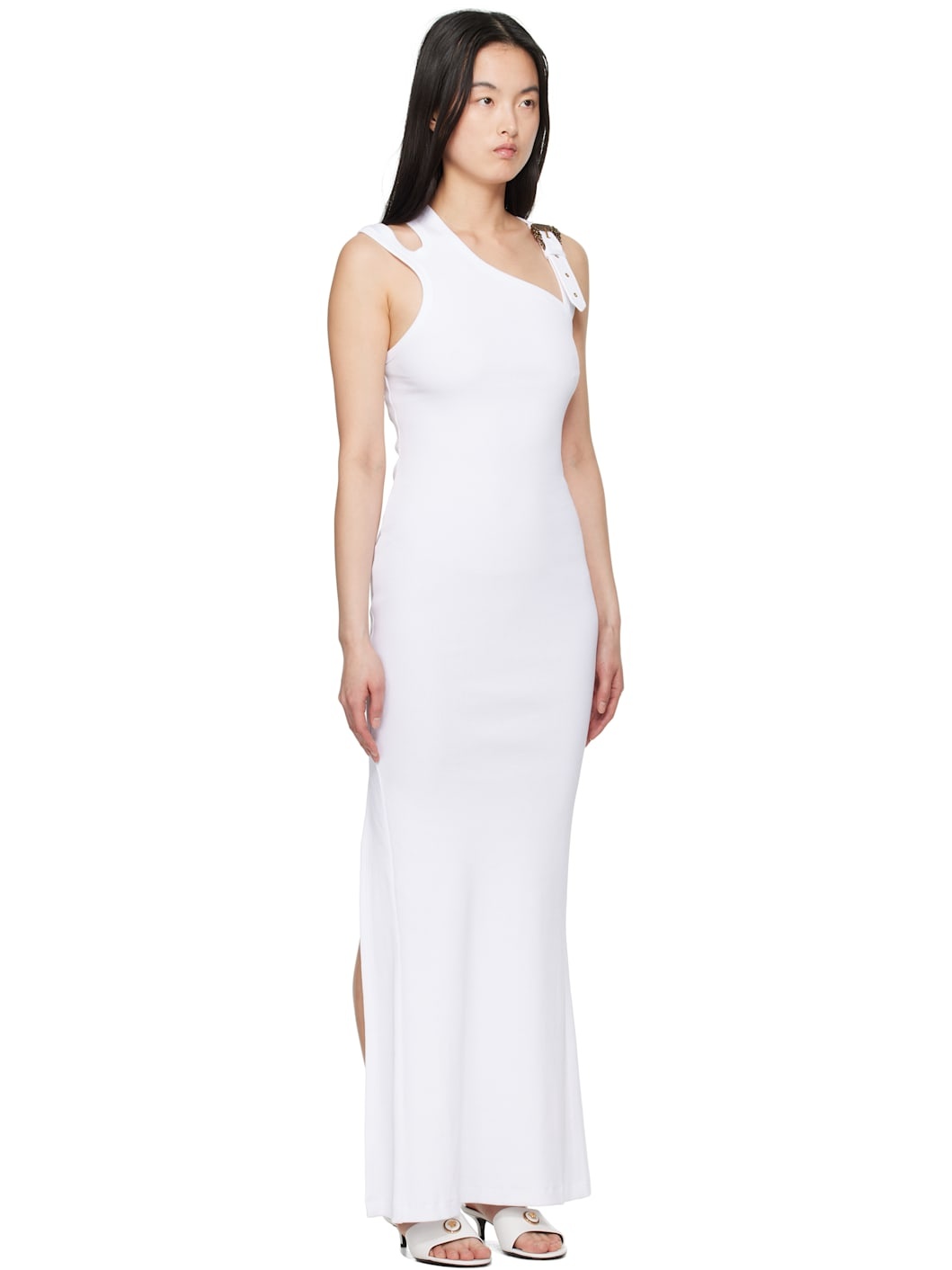 White Baroque Buckle Maxi Dress - 2