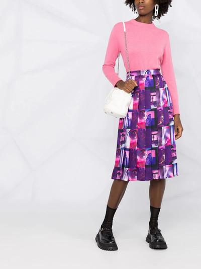 MSGM graphic-print pleated skirt outlook