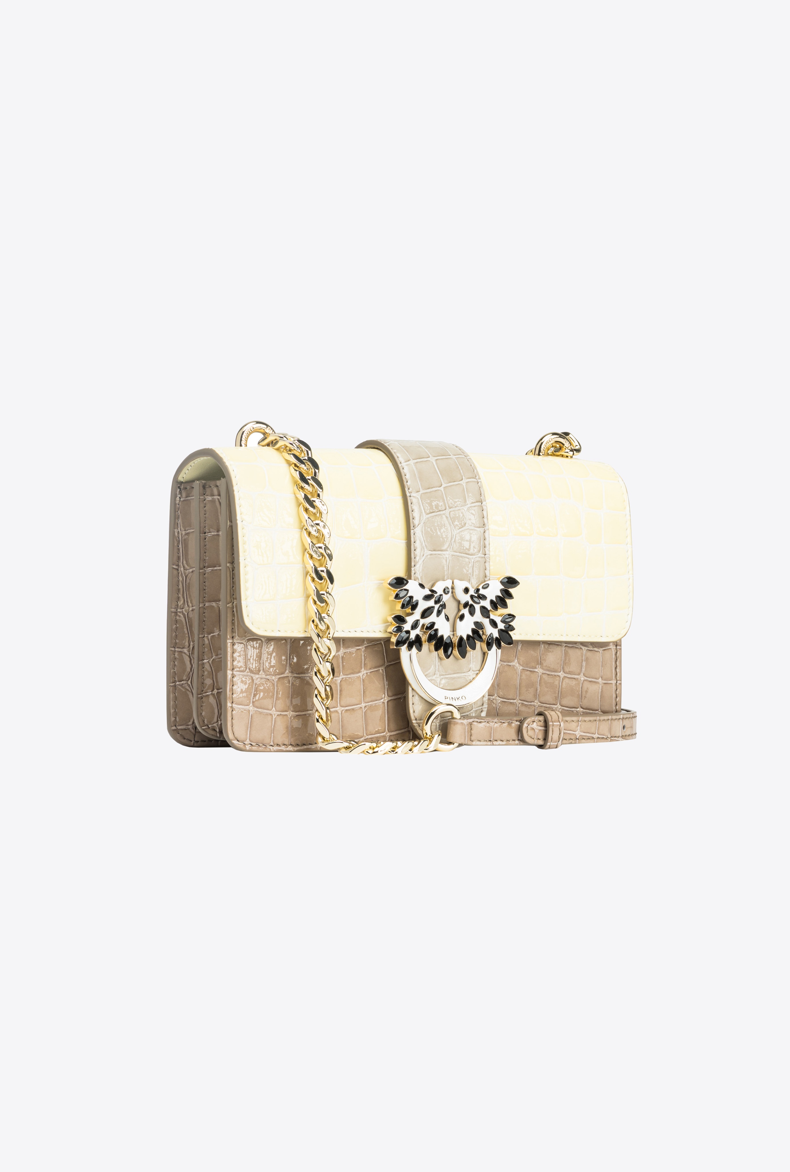 PINKO GALLERIA MINI LOVE BAG ONE IN SHINY TWO-TONE CROCODILE-PRINT LEATHER - 3