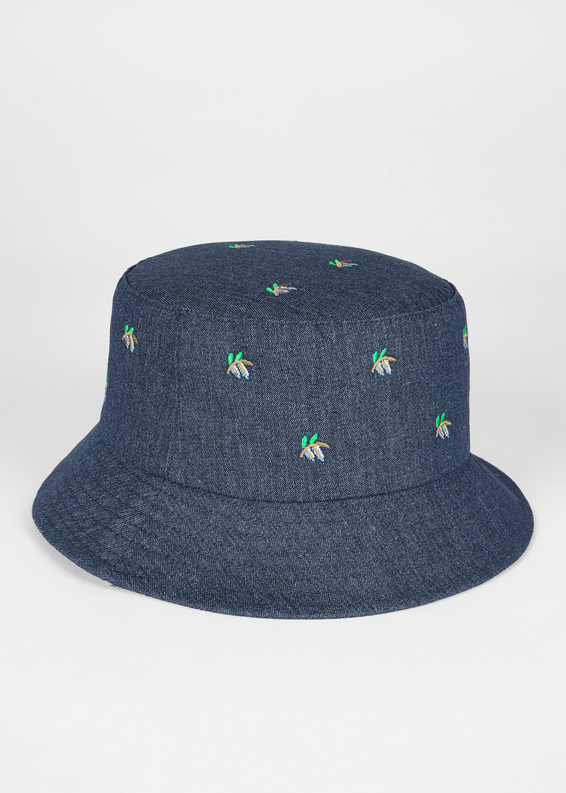 Paul Smith Navy Leaf-Embroidered Bucket Hat outlook