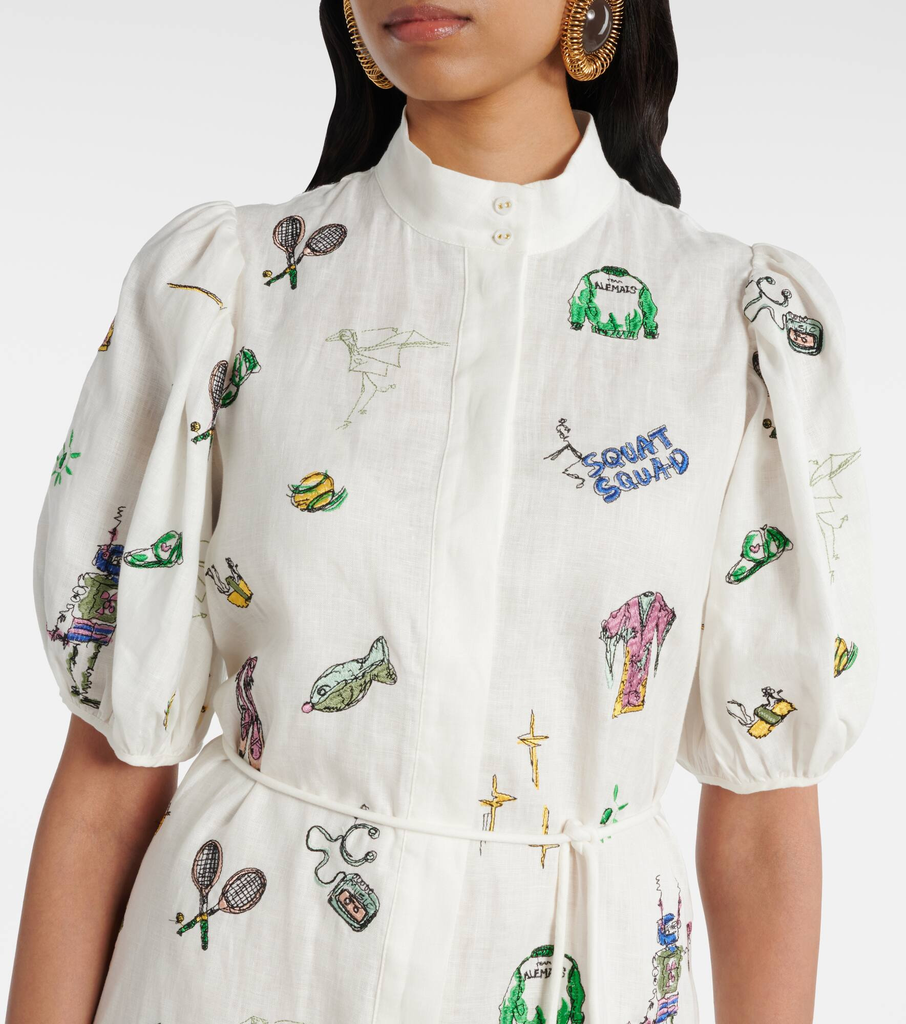 Play embroidered linen shirt dress - 4