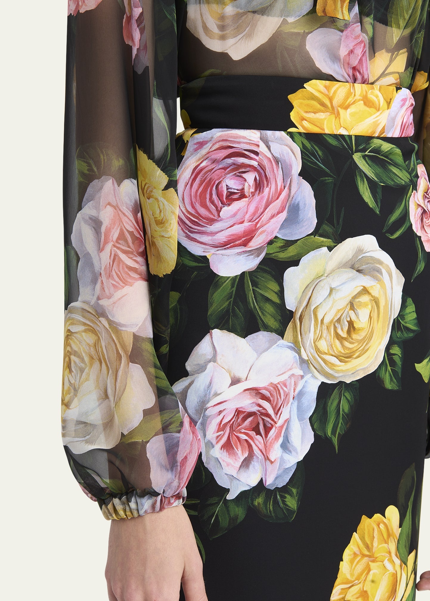 Floral Charmeuse Midi Skirt - 5
