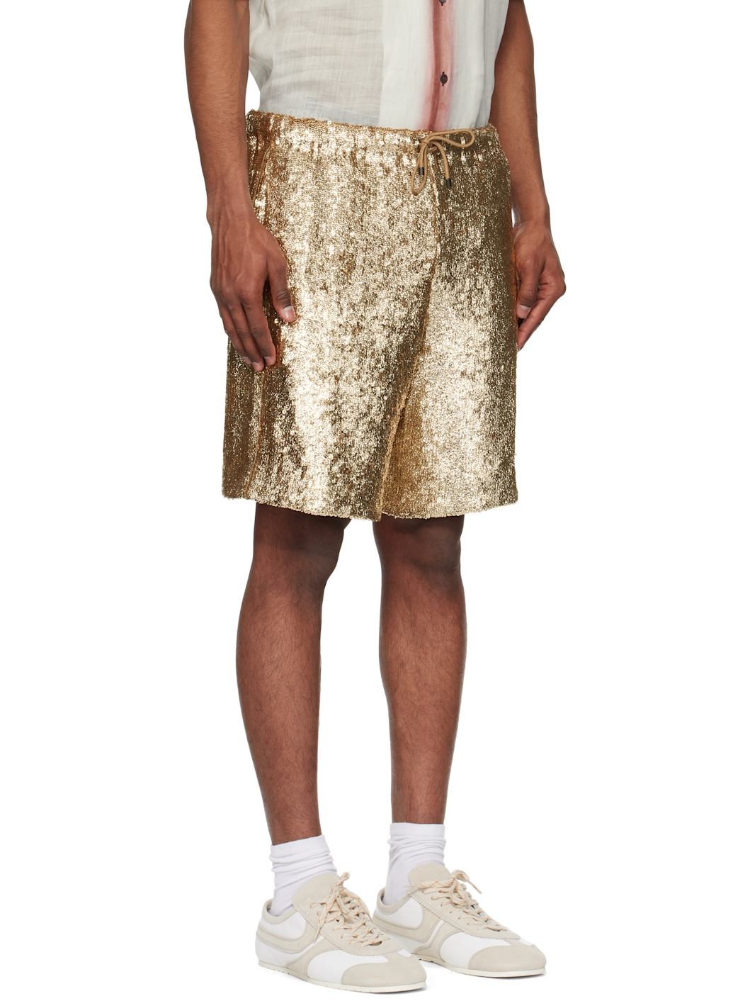 Gold Sequinned Shorts - 2