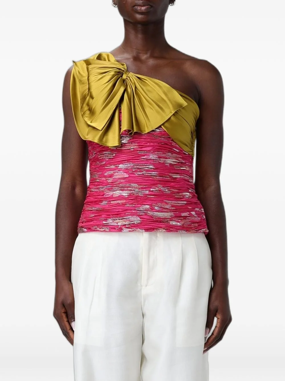 one-shoulder bow-detail top - 1