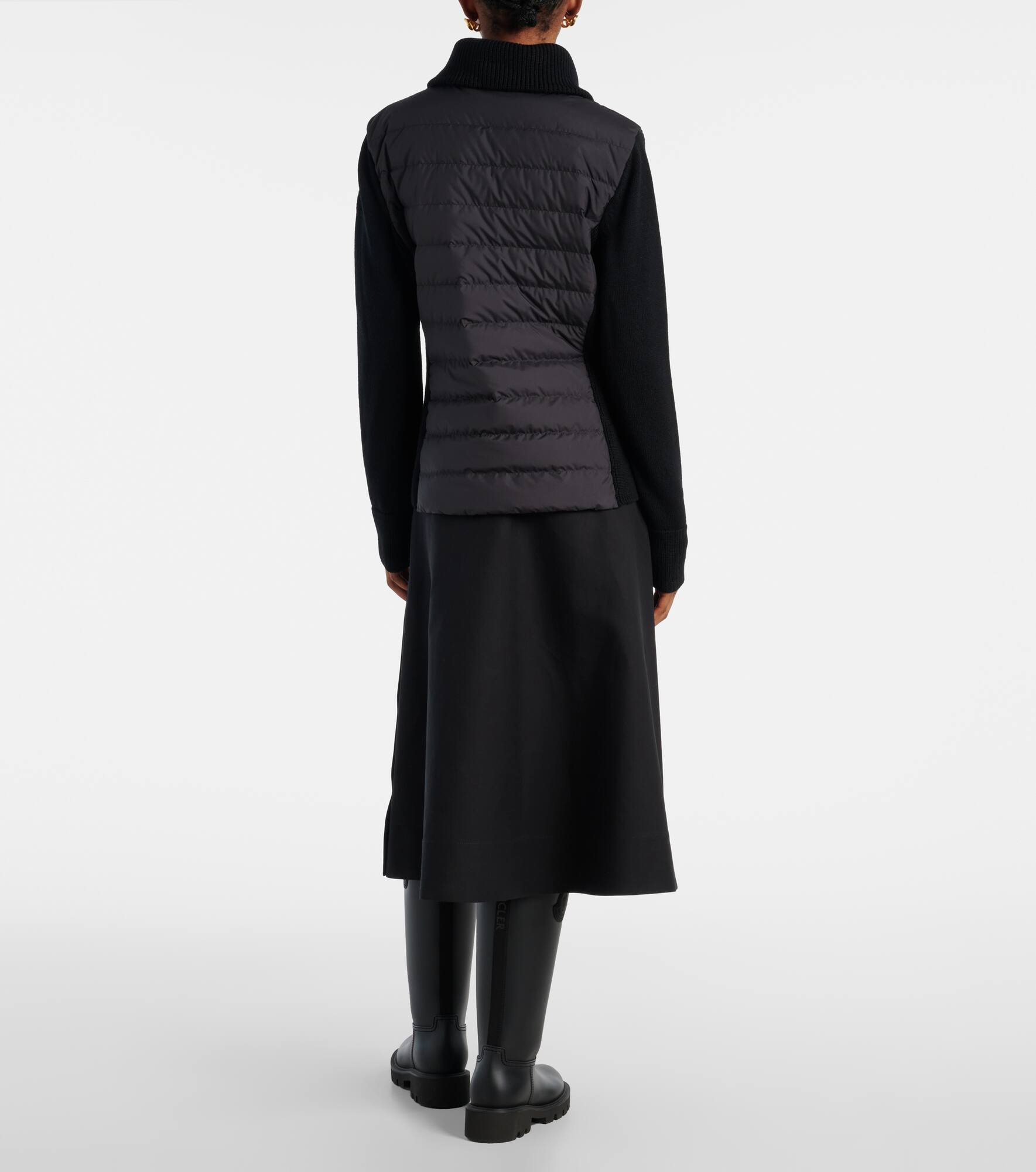 Down-paneled virgin wool cardigan - 3