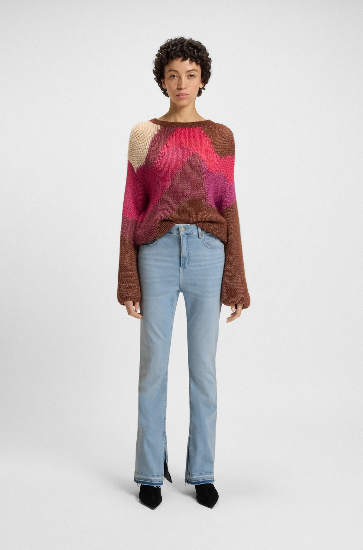 BOOTCUT JEANS IN BLUE STRETCH DENIM WITH SLIT HEMS - 3