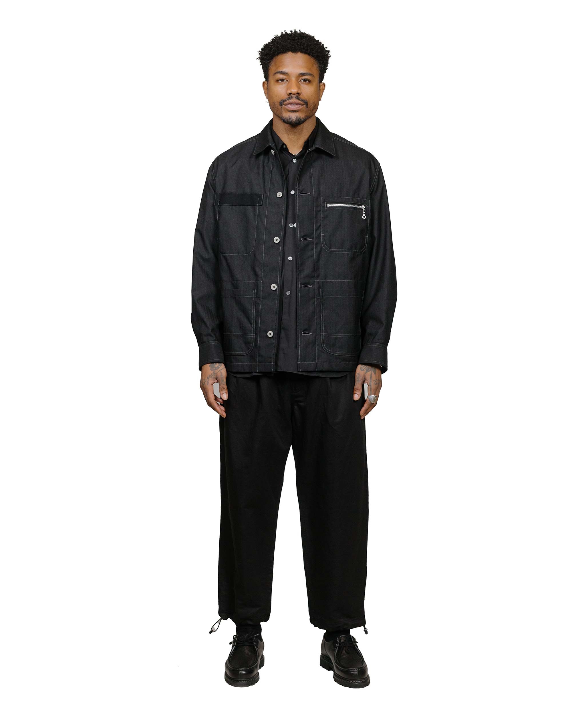 Wide Classic Big Collar Shirt Black - 4
