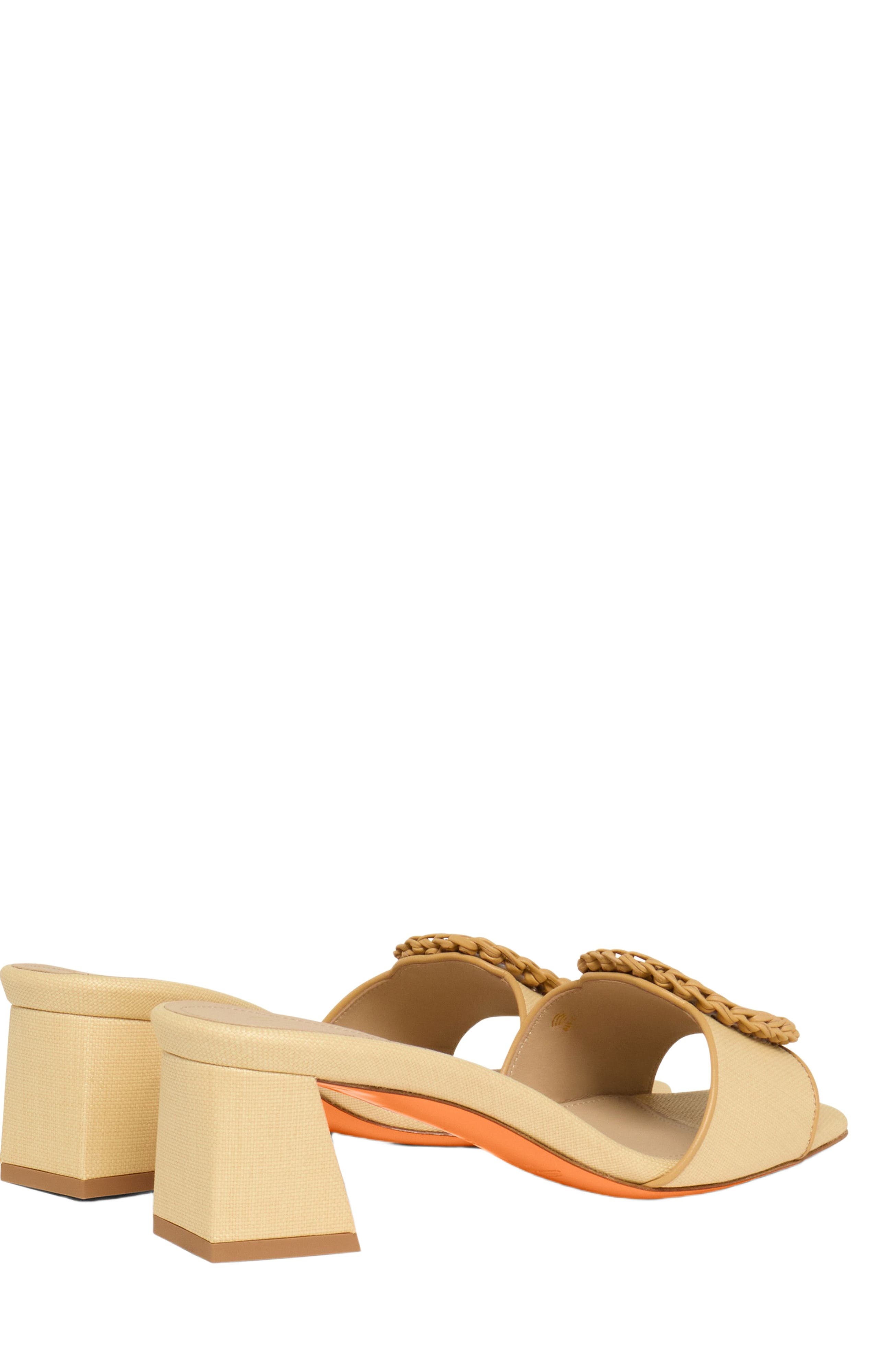 Santoni Women's beige raffia mid-heel sandal in Natural at Nordstrom - 4