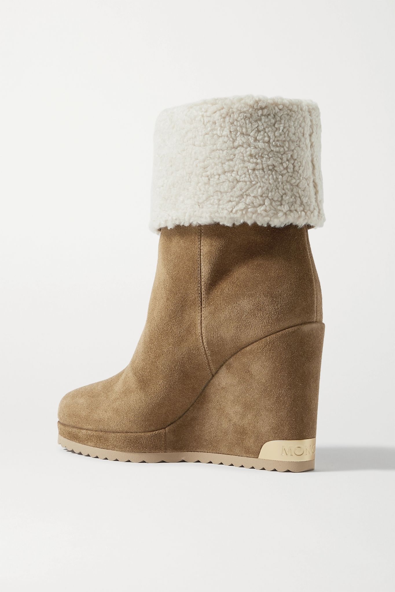 W Short shearling-lined suede wedge ankle boots - 3