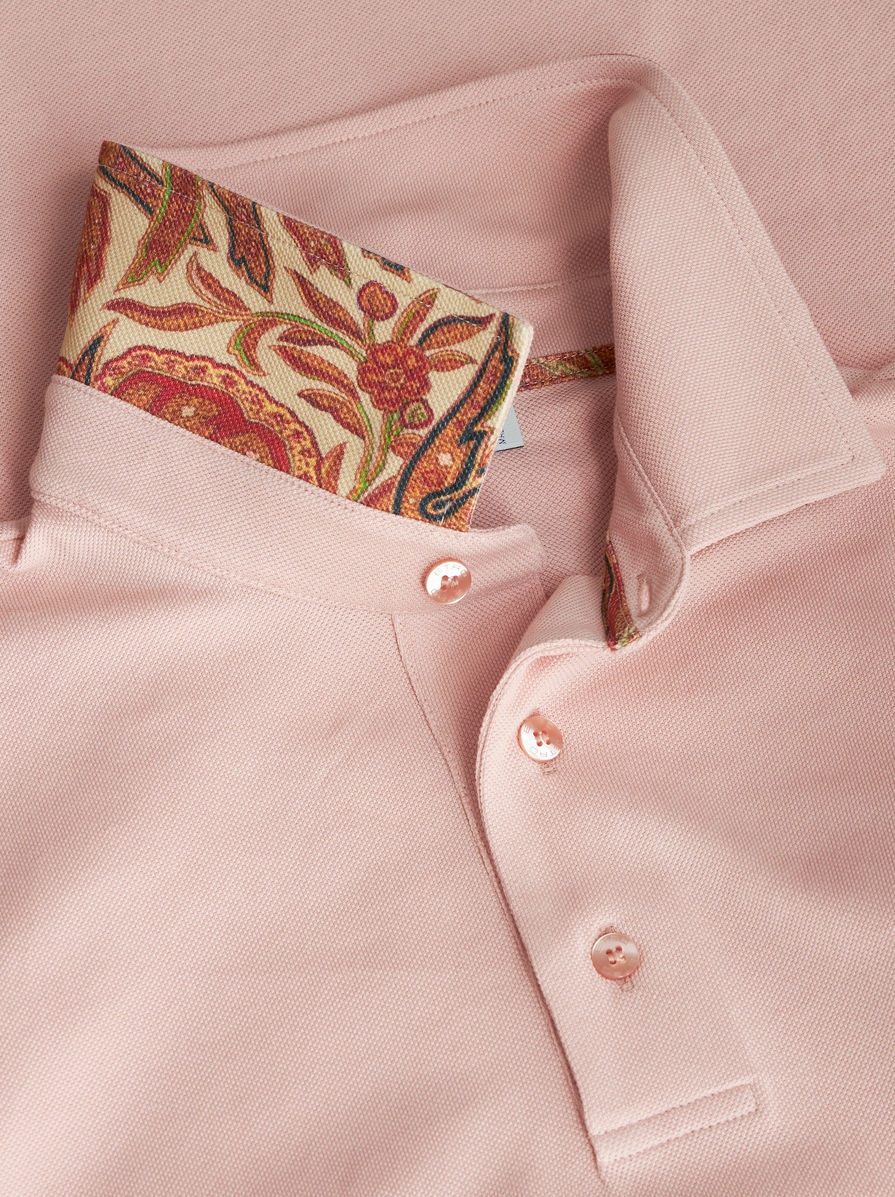 POLO SHIRT WITH LOGO AND PAISLEY UNDERCOLLAR - 6