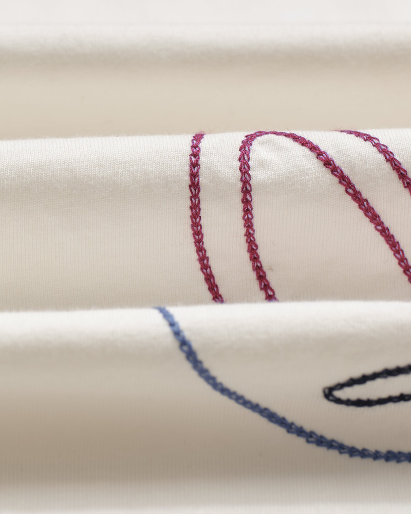 Milton - Ecru Embroidered Organic Cotton T-Shirt 12