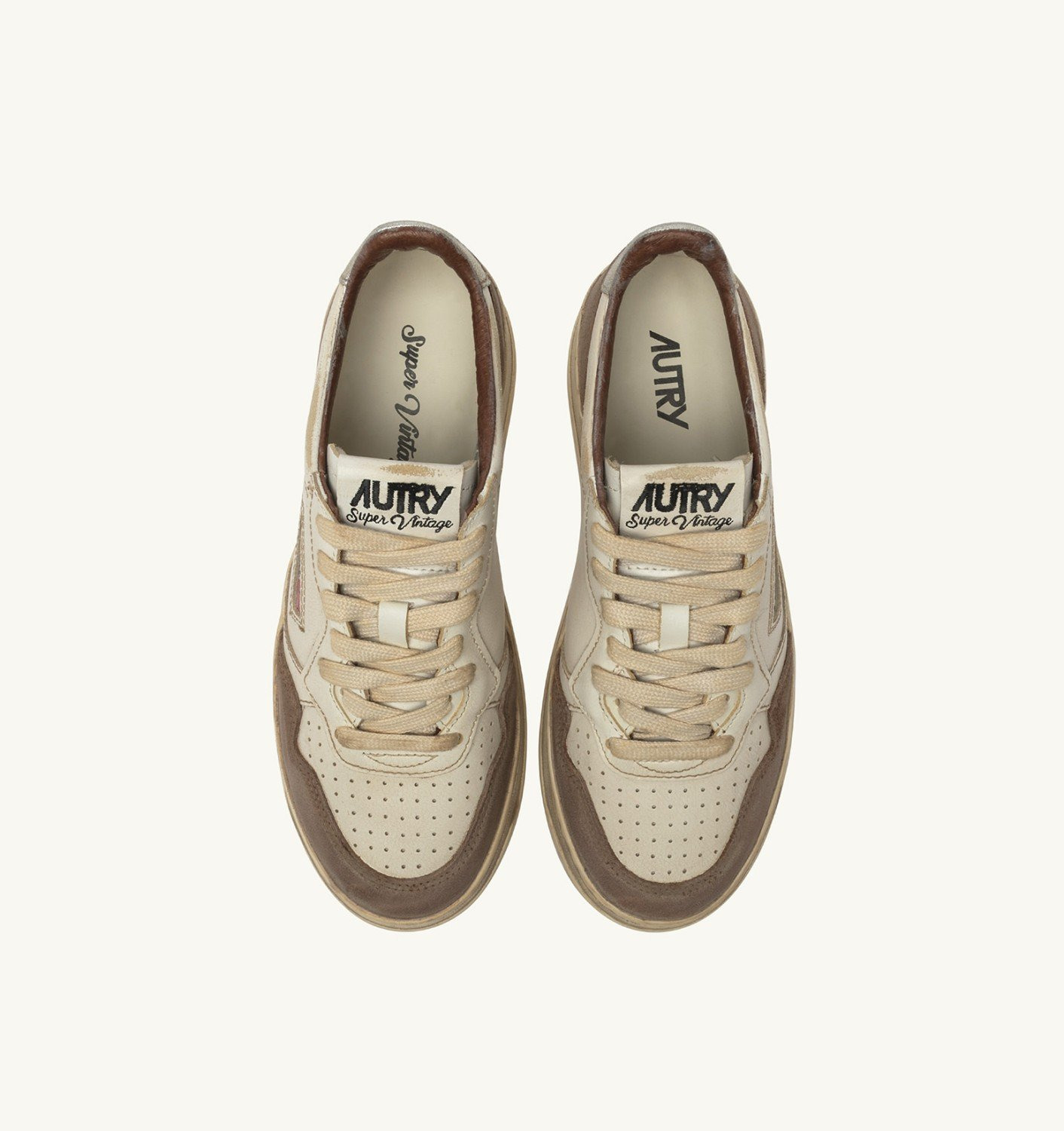 MEDALIST LOW SNEAKERS SUPER VINTAGE IN WHITE AND SILVER LEATHER AND BURNED SUEDE - 5