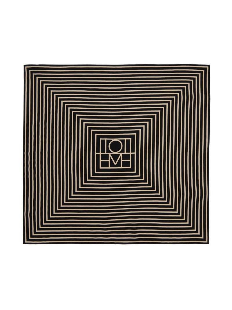 TOTEME Black Signature Monogram Silk Scarf outlook