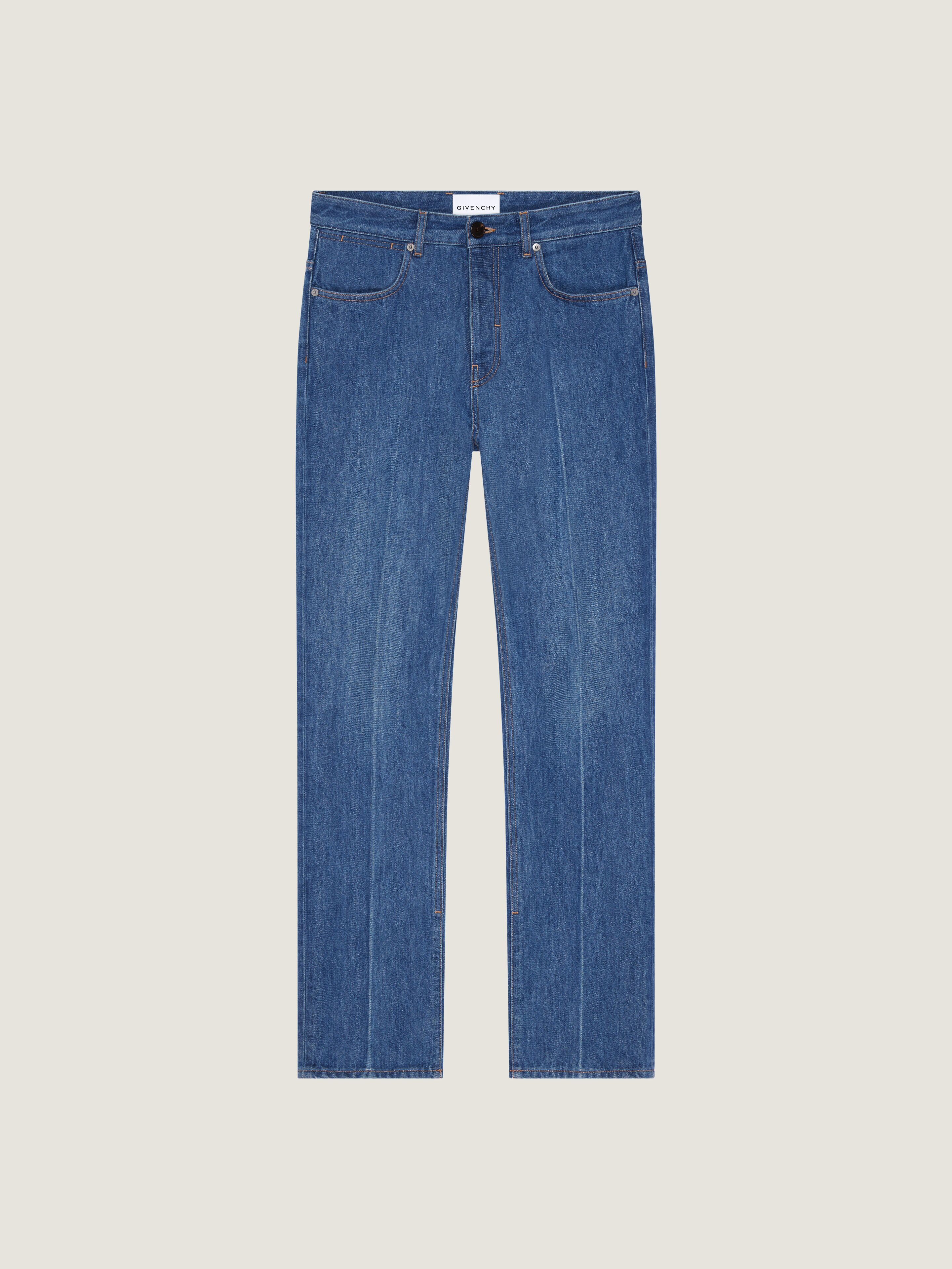 STRAIGHT FIT SHADOW WASHED JEANS WITH CREASE EFFECT - 1