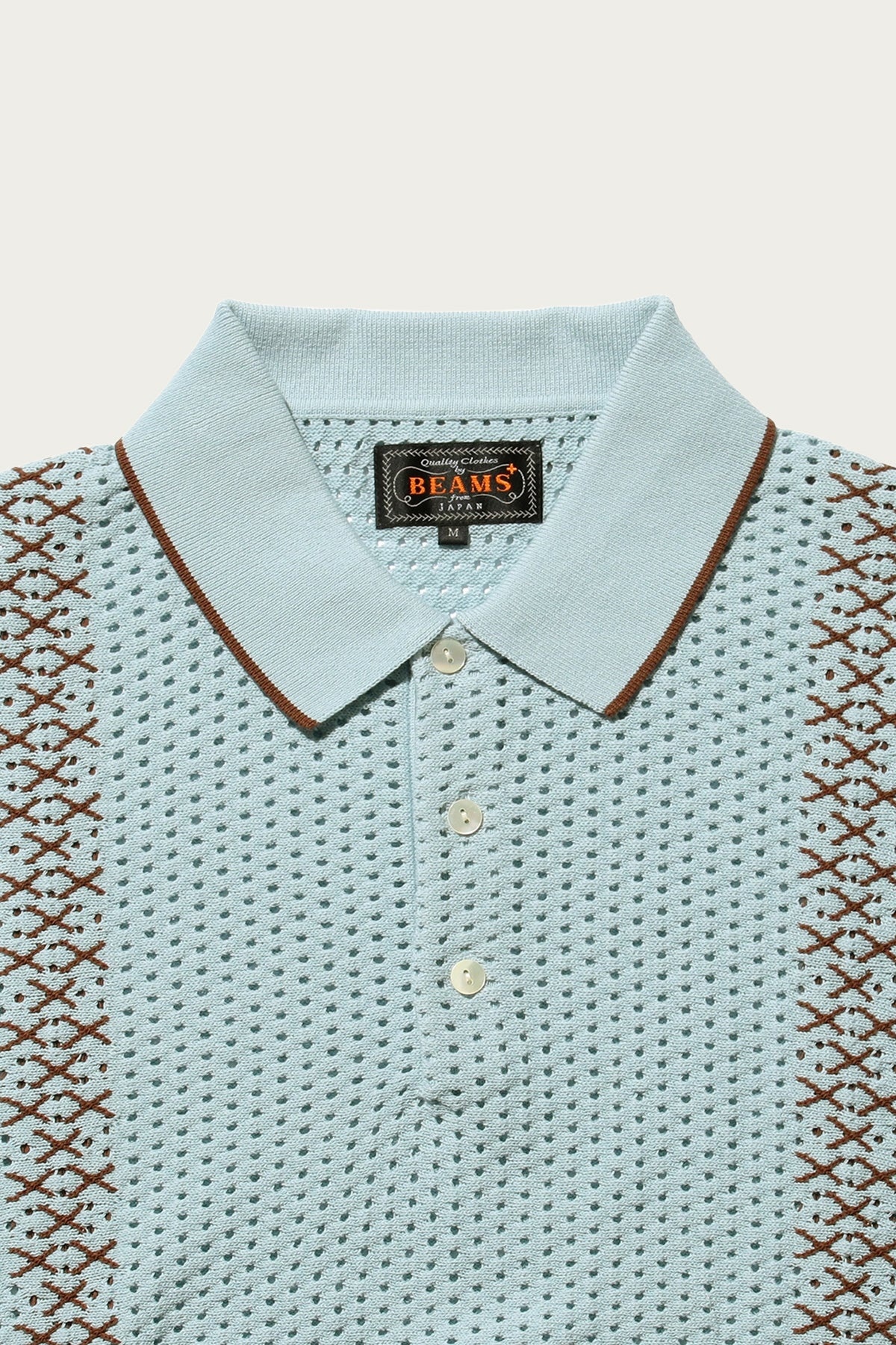 Knit Polo Mesh Stripe - Sax - 3