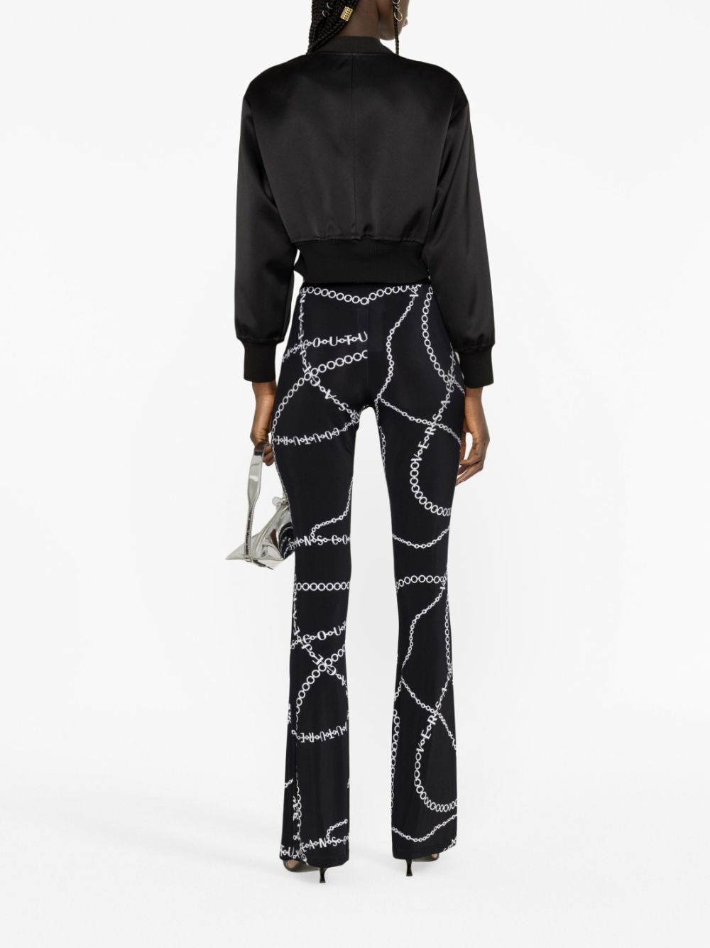 chain-print flared trousers - 4