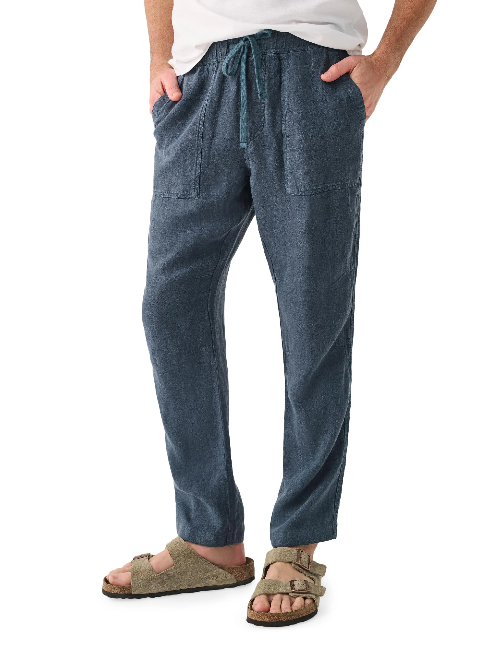 Men's Essential Linen Drawstring Pants - Look Out Navy - 1
