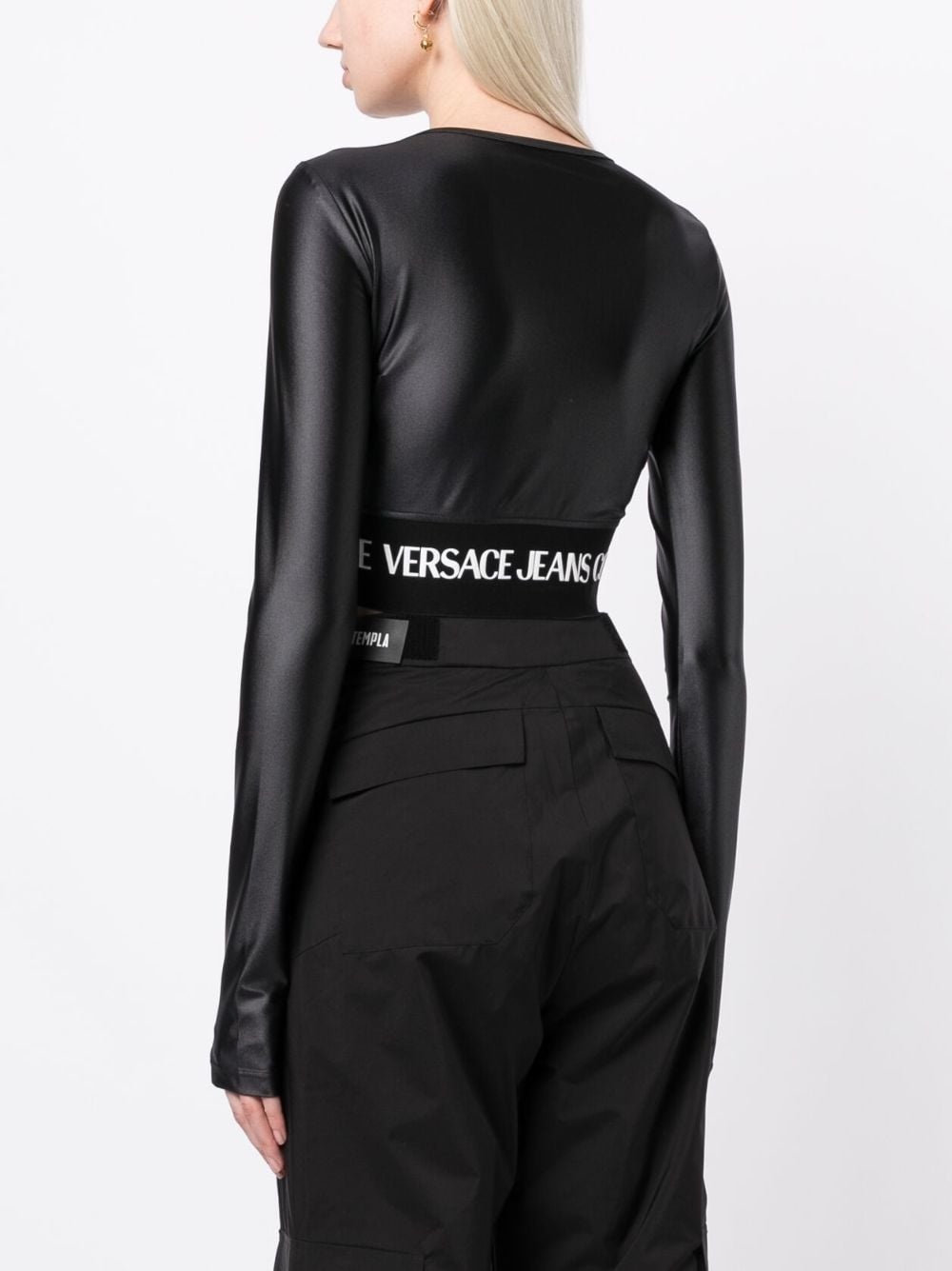 logo-print long-sleeve crop top - 5