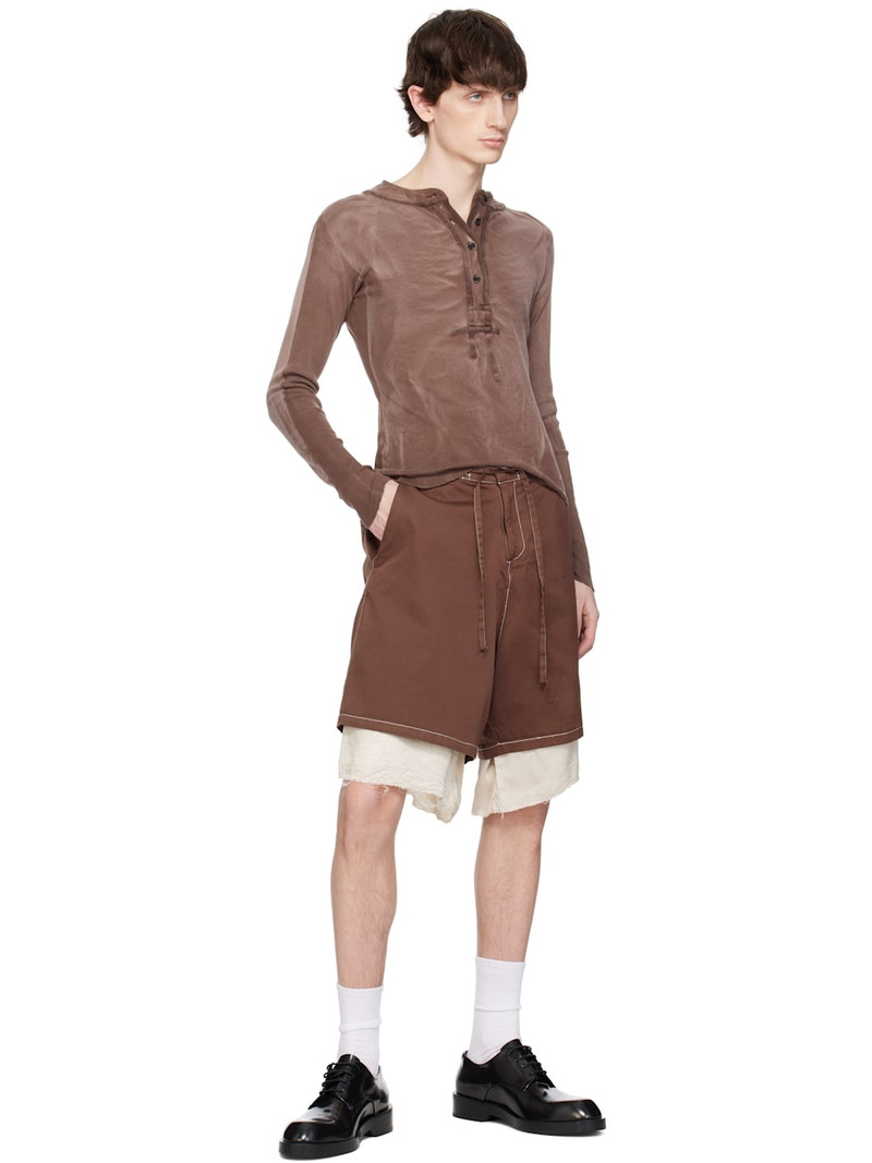 EDWARD CUMING Brown Light Cotton Jersey Tyre Tracks Henley outlook