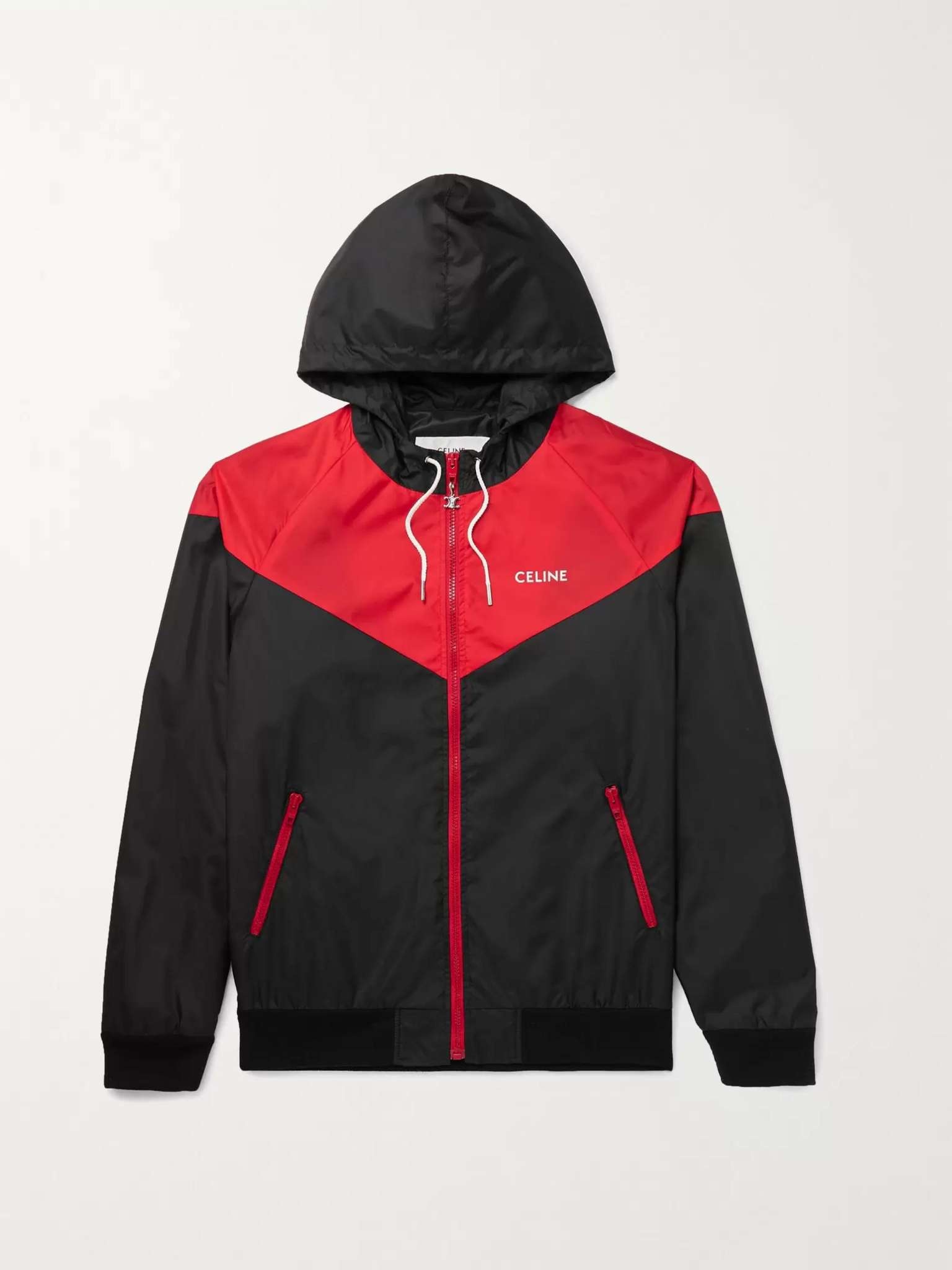 Celine-Printed Colour-Block Nylon Hooded Jacket - 1