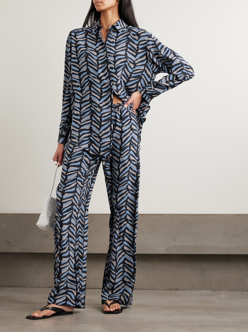 MATTEAU Printed Silk Crepe De Chine Straight-leg Pants outlook