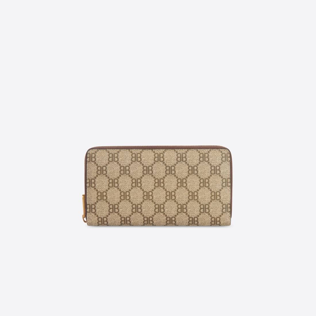 Women's Hacker Continental Zip Wallet In Coated Canvas in Beige - 2
