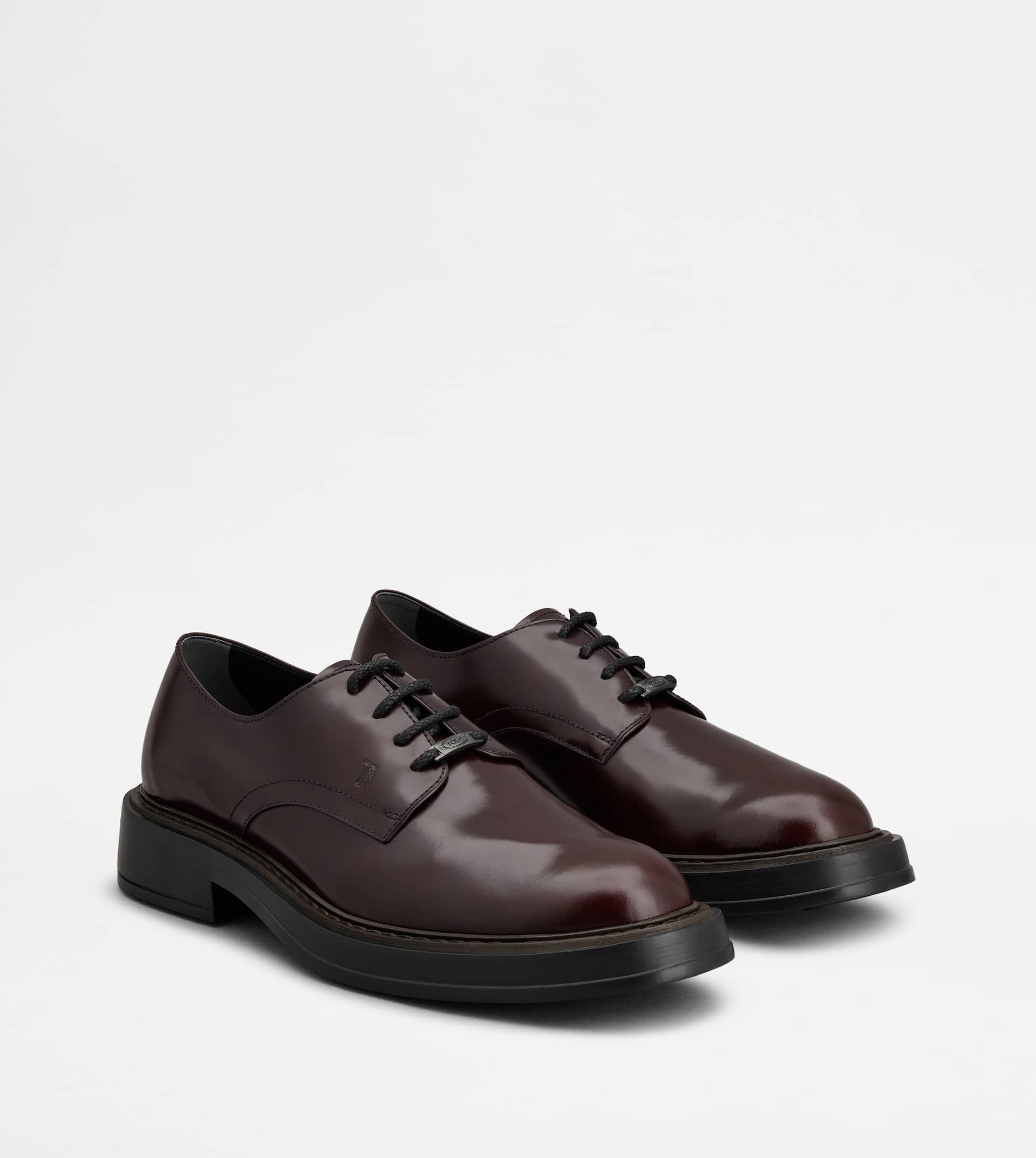 LACE-UPS IN LEATHER - BURGUNDY - 3