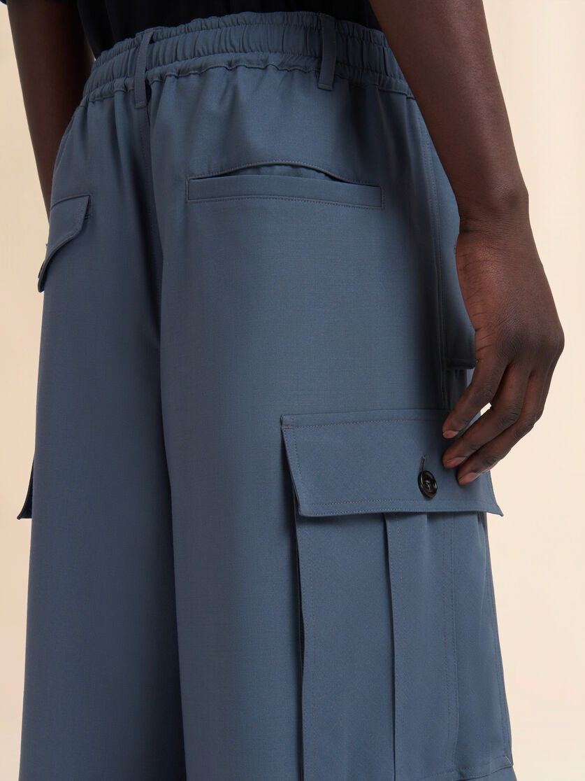 GRAY WOOL CARGO PANTS WITH MARNI SYMBOL - 4
