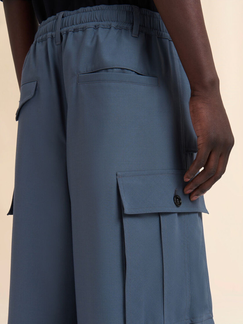 GRAY WOOL CARGO PANTS WITH MARNI SYMBOL 4