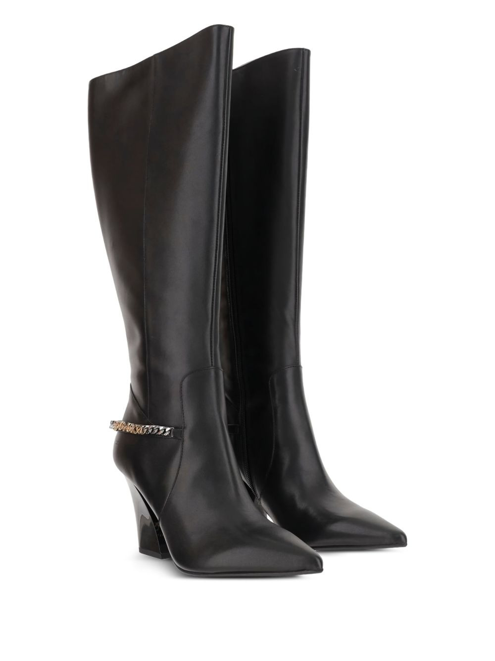 90mm chain-embellished leather boots - 2