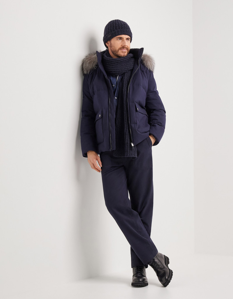 Canali NAVY BLUE FATIGUES IN COTTON AND CASHMERE GABARDINE outlook