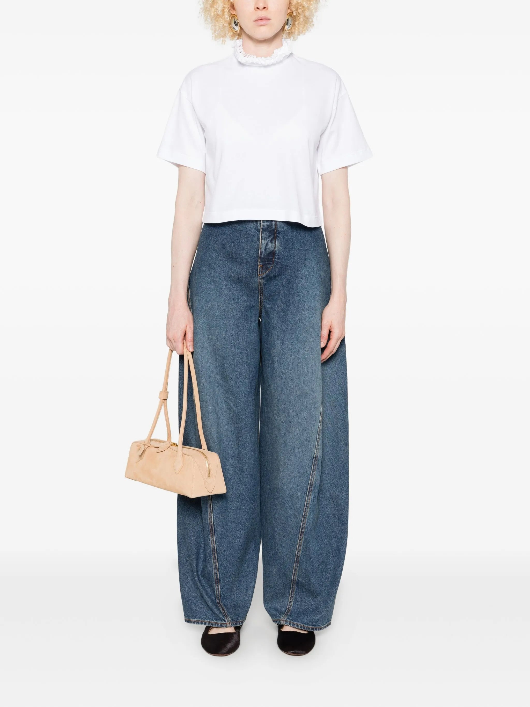 Alaïa Ruffled-neck Crop T-shirt - 5