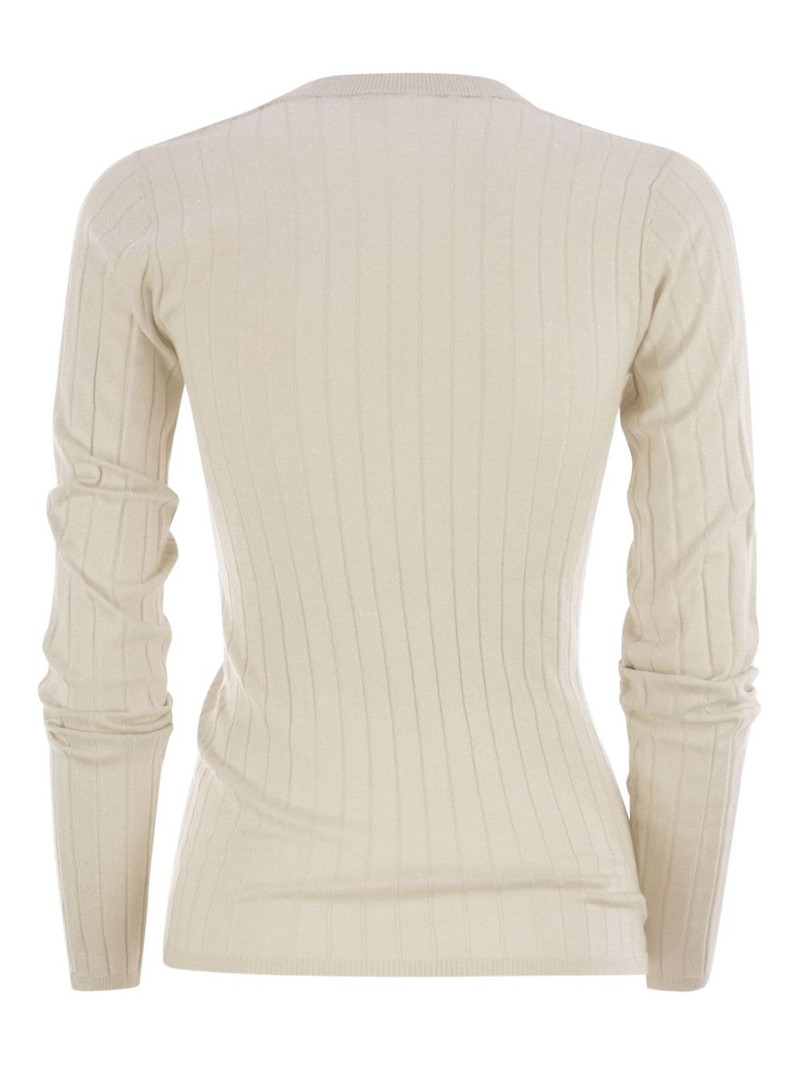 Brunello Cucinelli ribbed V-neck long-sleeved T-shirt outlook