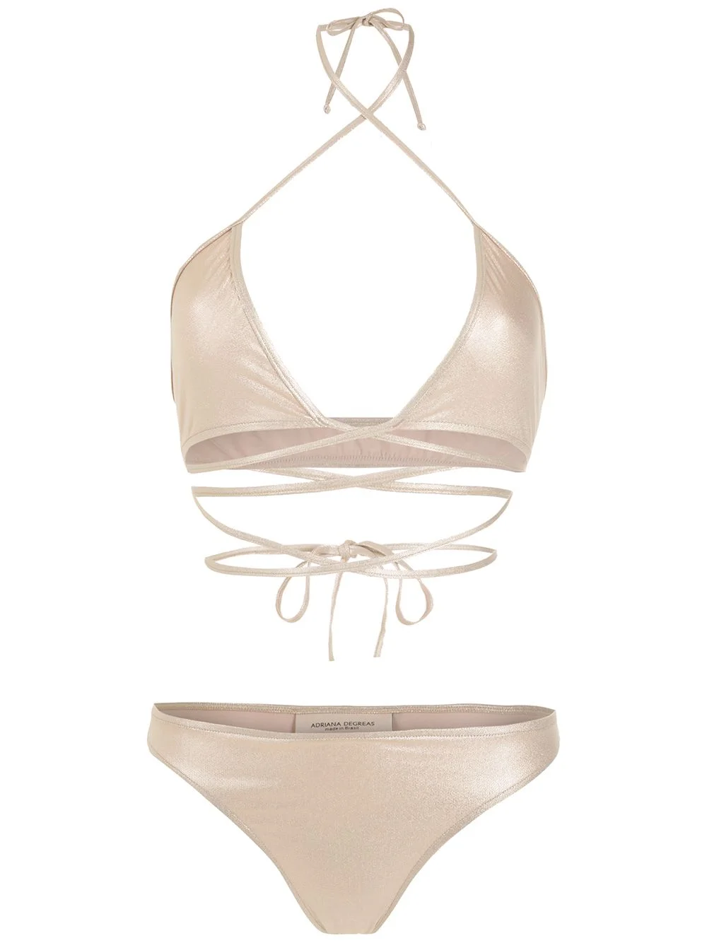 tie-fastening metallic bikini set - 1