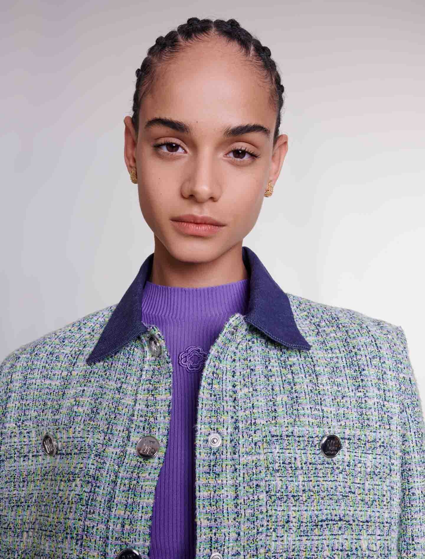 Contrast tweed cropped jacket - 7