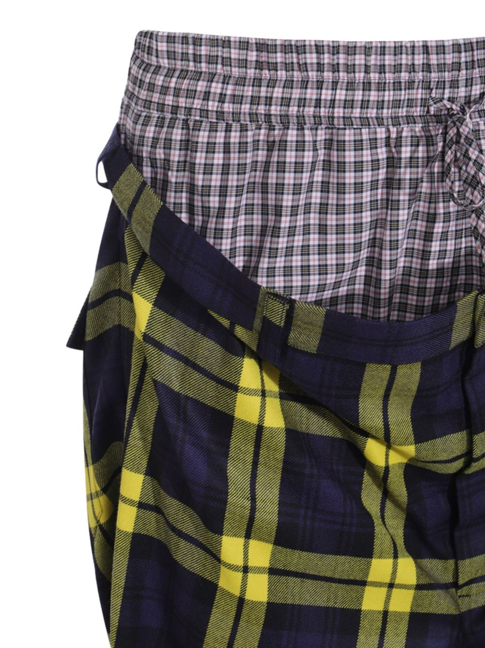 Builder check-pattern layered trousers - 5