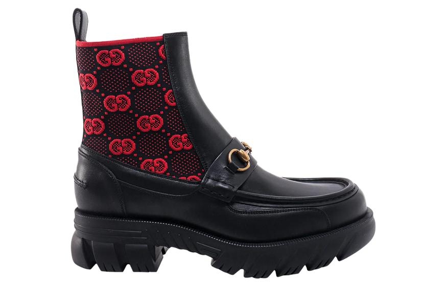 Gucci Horsebit GG Jersey Boot 'Black Red' 718708-AAA4Y-1071 - 2