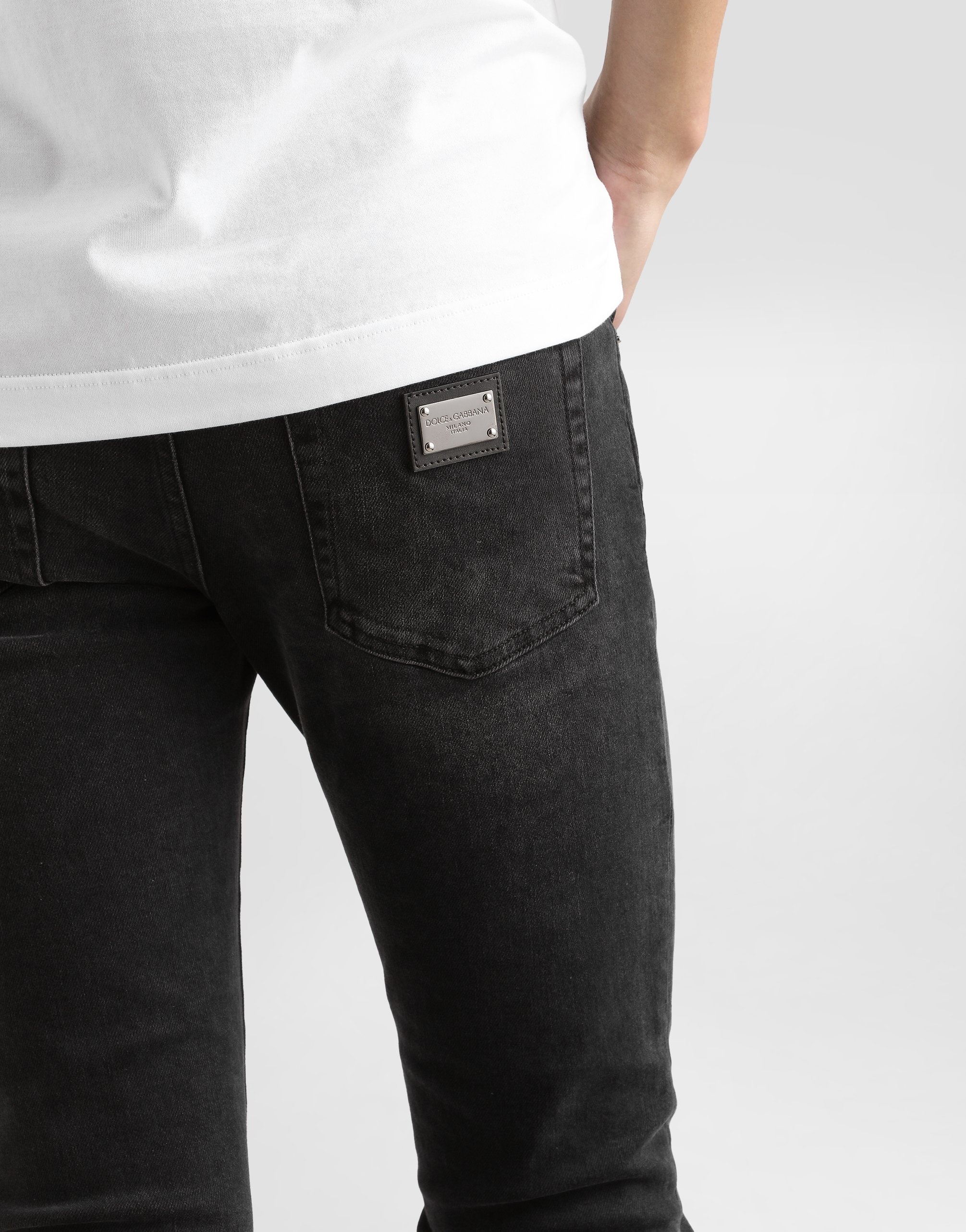 Gray wash skinny stretch jeans - 5