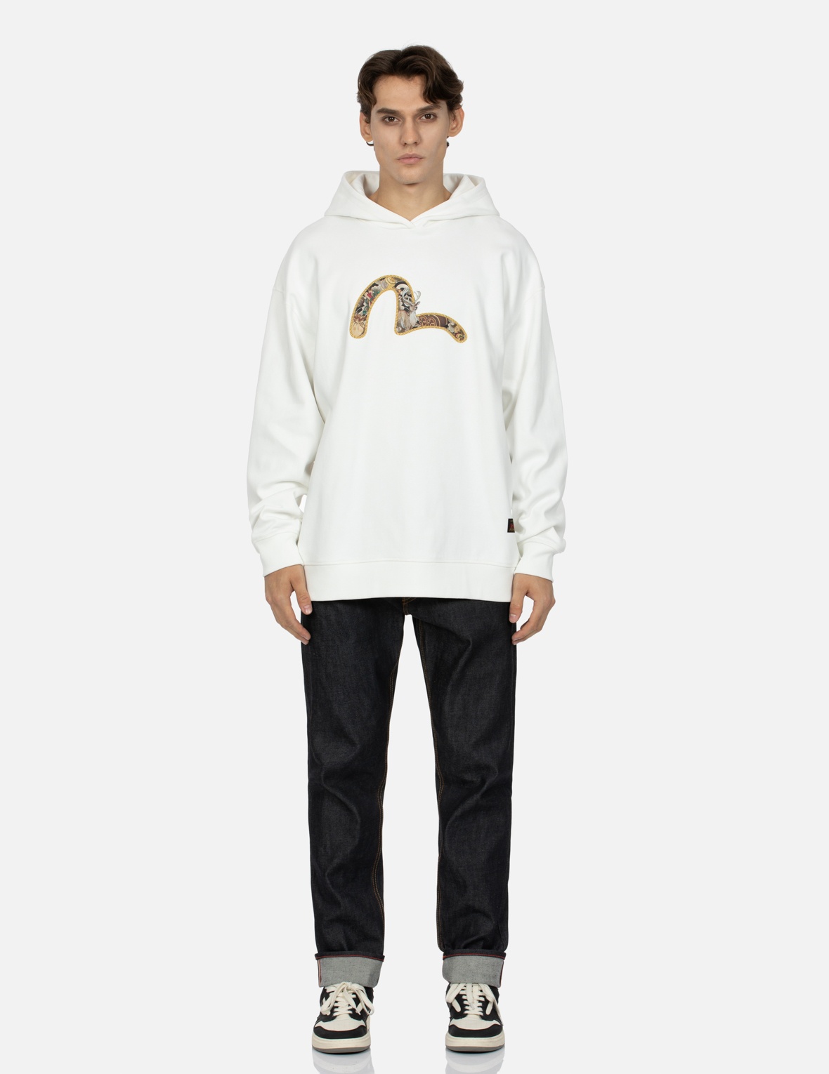 DEER AND TREASURE-PATTERN SEAGULL PRINT LOOSE FIT HOODIE - 5
