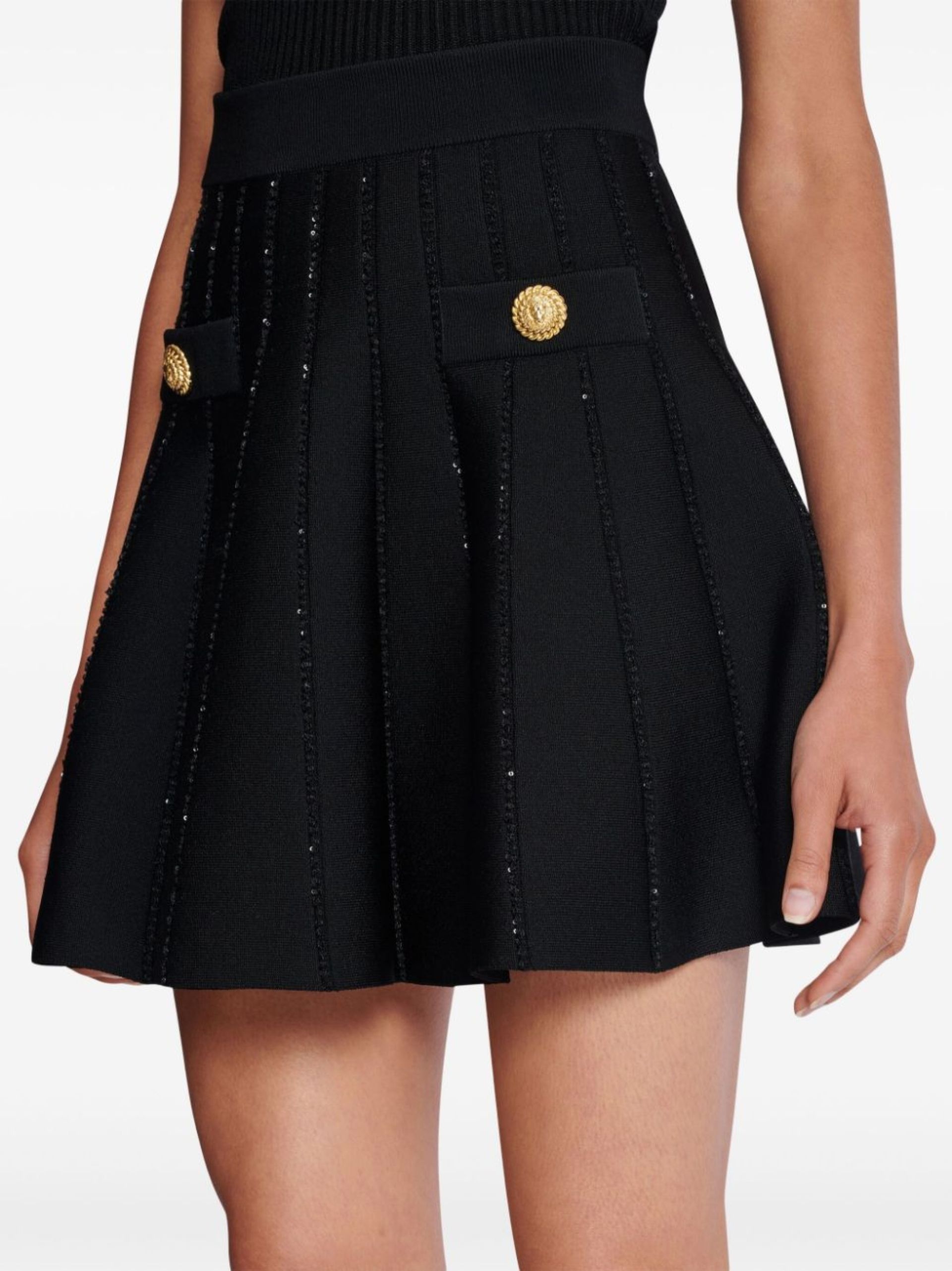 ミニスカート Balmain Flared Mini Skirt With Sparkly Striped Design Balmain Sparkly-Stripes A-Line Mini Skirt | brownsfashion