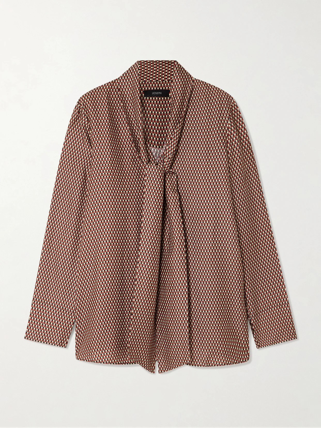 Adele Bow-detailed Printed Tencel And Silk-blend Satin Blouse - 1